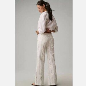 Maeve Anthropologie The Naomi High Rise Flare Jeans Seashell Coastal Beach